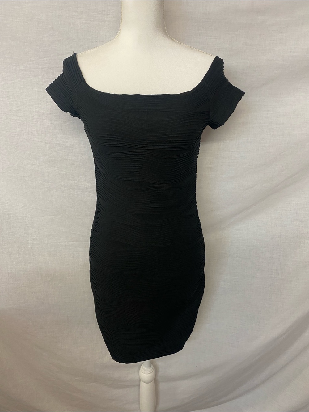 Brat Star Black Off-Shoulder Mini Dress